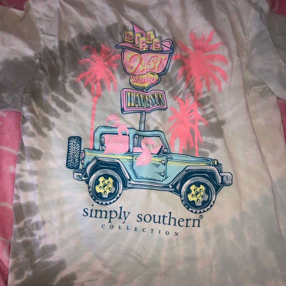 Simply Southern Pink and Cream Short Sleeve Tee